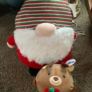 NEW Hug & Luv Soft Santa/Elf Pillow with Small Soft Reindeer Pillow
